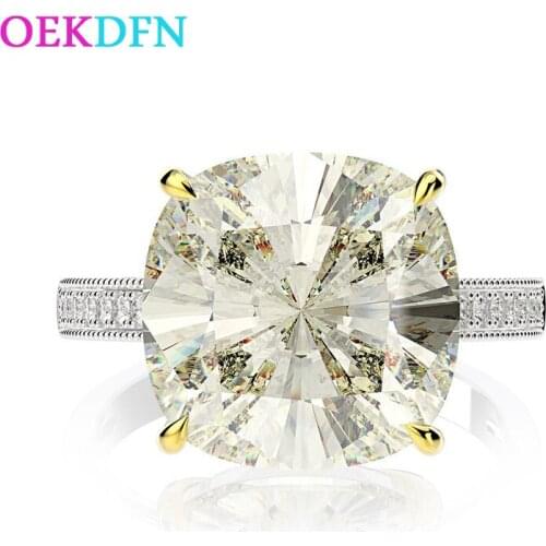 OEKDFN Real 925 Sterling Silver Rings Created Moissanite Sapphire Citrine Gemstone Wedding Engagement Ring Fine Jewelry Gift