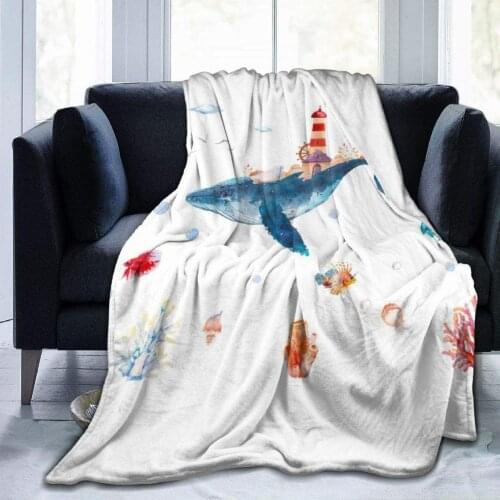 Ocean Animals Blue Whale Flannel Fleece Blanket Ultra Soft Cozy Warm Throw Lightweight Blanket Microfleece Blanket for Home 3