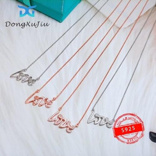 S925 Sterling Silver Original TF LOVE NecKLACE, high quality inlaid brick, marriage proposal gift for girlfriend