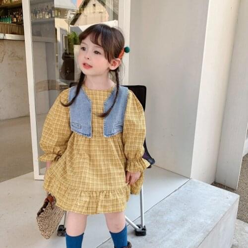 Girl Dress Kids Baby Gown 2021 Yellow Spring Autumn Toddler School Uniform Dresses Christmas Cotton Children Clothing