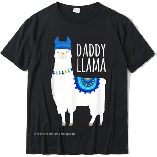 Daddy Llama Gift Shirt For Men Papa T-Shirt Tops Shirt Brand Simple Style Cotton Male Top T-Shirts Simple Style