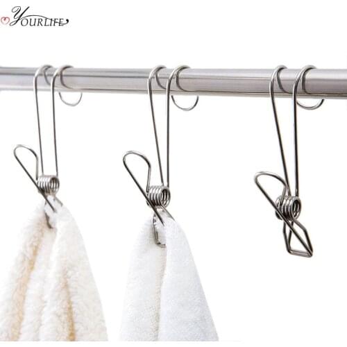 OYOURLIFE 5pcs/set Portable Stainless Steel Clothes Pegs Windproof Beach Towel Clip Laundry Clothes Pegs Travel Mini Clothespins