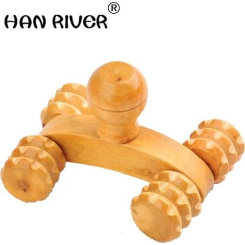 HANRIVER Portable small four-wheeler massager Wooden full-body massage rolling relieve yourself