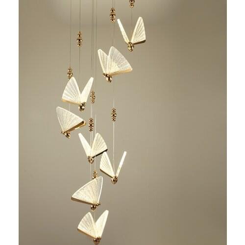 Postmodern LED Chandeliers Lighting Nordic Butterfly Lustre Pendant Hanging Lamp for Living Room Bedroom Dining Room Staircase