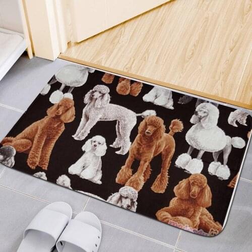 Upetstory Cute Poodle Dachshund Printing Doormat Flannel Fabric Home Decoration Door Mat Non-slip Kitchen Living Room Floor Mat