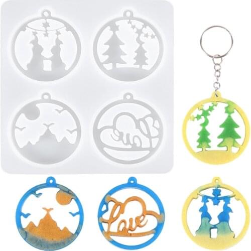 DIY Christmas Keychain Silicone Epoxy Mold DIY Keychain Pendant Jewelry Crafting Mould for Valentine Love Gift