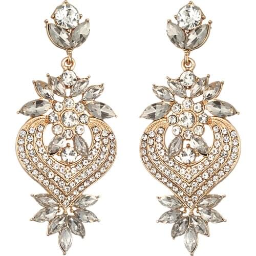Luxury rhinestone Earrings for Women Flower party statement Earring 2019 large drop earings wedding Jewelry