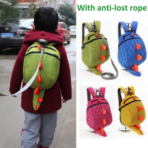 Cartoon Dinosaur Anti lost Backpack Baby Toddler Anti-lost Reminder Leash Harness Strap Walker Kids Kindergarten Schoolbag Bag