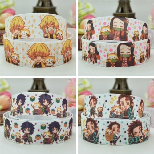 SUPWRF 16 22mm 1" 1.5" 50 75mm Japanese cartoon Printed grosgrain ribbon hair bow DIY hair accessories 50Y B0929