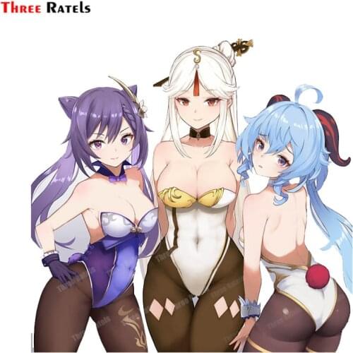 Three Ratels A353 Ganyu Keqing And Ningguang Genshin Impact For Girls Bedroom Wall Decal Car Sticker Vinyl Materal Film