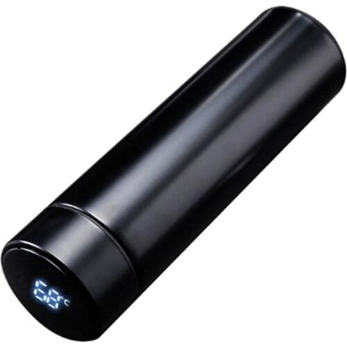 Black Smart Water Bottle With LED Temperature Display Stainless Steel Vacuum Insulated Water Bottle For Office Oudoor Camping