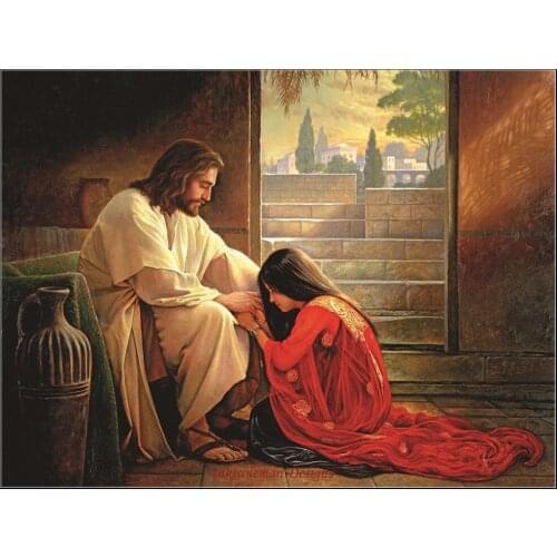 Needlework for embroidery DIY French DMC - Counted Cross Stitch Kits 14 ct Oil painting - Forgiven Jesus Christ