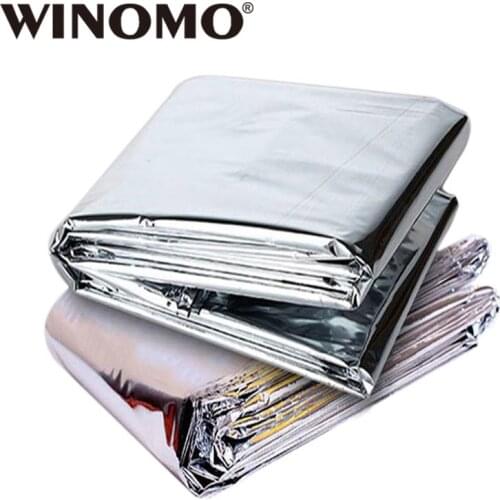 WINOMO 2pcs 210x130cm Outdoor Survival Emergency Rescue Warm Blanket Foldable Waterproof Heat Reflective Mylar Film Greenhouse