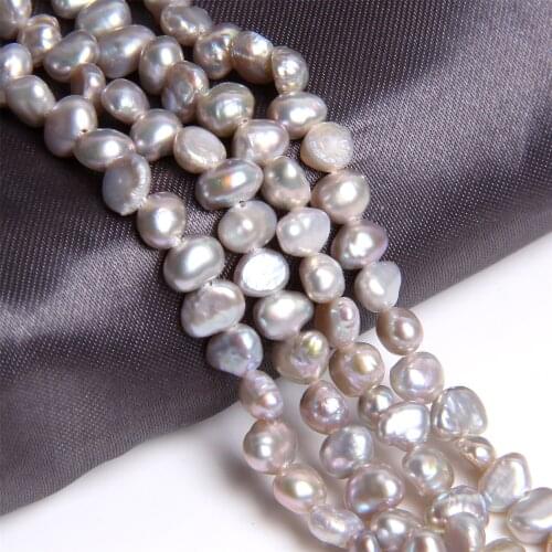 4mm Small Natural Pearls Silver Color Freshwater Perle Bead Baroque Potato Gray Seed Loose Pearl Beads For Jewelry Making 14"