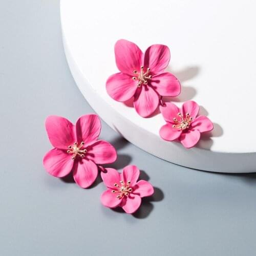 Colorful Double Flower Dangle Earring Personality Elegant Flower Pattern Fashion Earrings Trend Womens Exquisite Earrings
