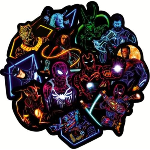 10/30/60Pcs Neon superhero Graffiti Waterproof Skateboard Travel Suitcase Phone Laptop Luggage Stickers DIY Kids Girl Toys