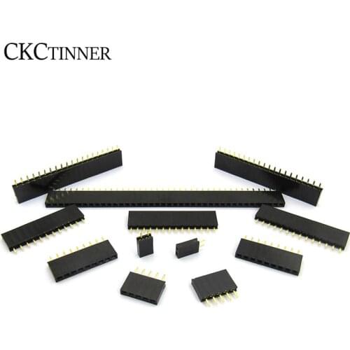10PCS 2.54mm Single Row Pin Female Pin Header Socket 1*2p 3p 4p 5p 6p 7p 8p 9p 10p11p12p 13p 14p15p16p 20p 25p 40p Pin Connector