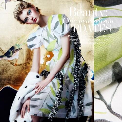 140 cm plaid silk organza fabric 12 mm printed chinese silk fabric micro perspective dress fabric wholesale silk cloth