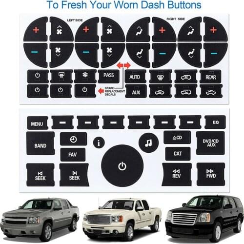 2 Sheets Car Interior Stickers AC Control Radio Dash Button Dashboard Sticker Cover Repair Kit For Chevy GMC Decals Styling