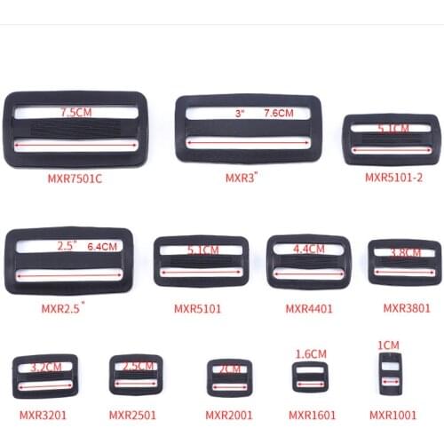 20pcs Plastic Tri Glides Slide 3 Bar Rectangle/Square Adjuster Buckle For Leather Craft Bag Shoulder Strap Belt Webbing 1-7.6cm
