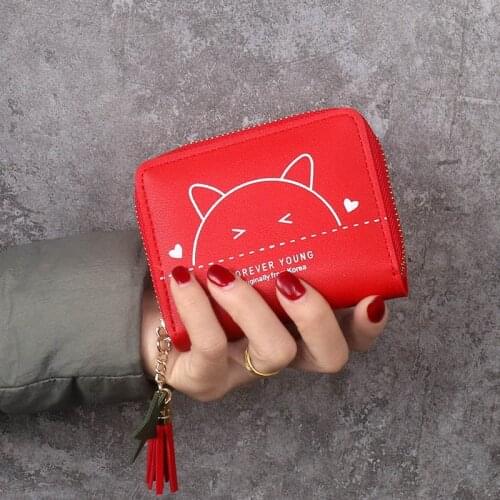 2021 wallets for women Cute zip short purses coin purse wallet cat printing carteira clutch card holder case monedero mujer