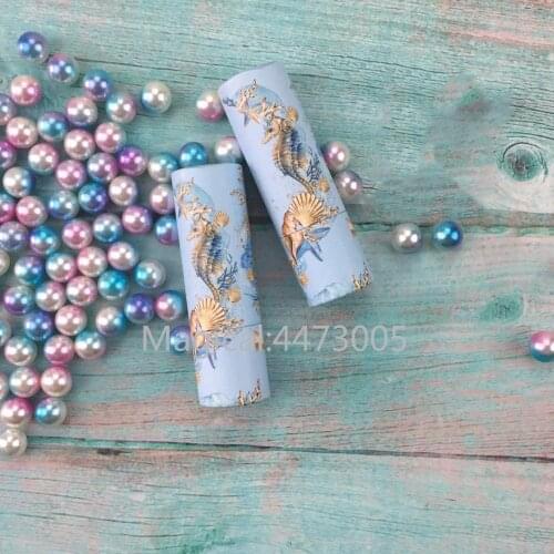 5/10/30/50pcs Blue Ocean Seahorse Starfish Round Paper 12.1mm Empty Lipstick Tube Lip Balm Container Lipstick Shell Packaging
