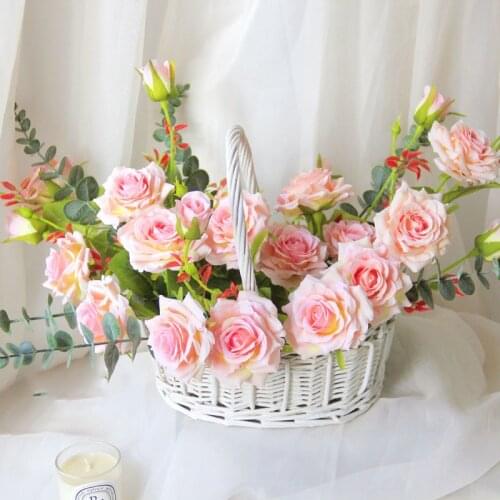 5Pcs Silk Rose Flower Wall Wedding Bouquet Artificial Rose Flowers Decoration Home Photography Props Fake Roses Flowers Wreath