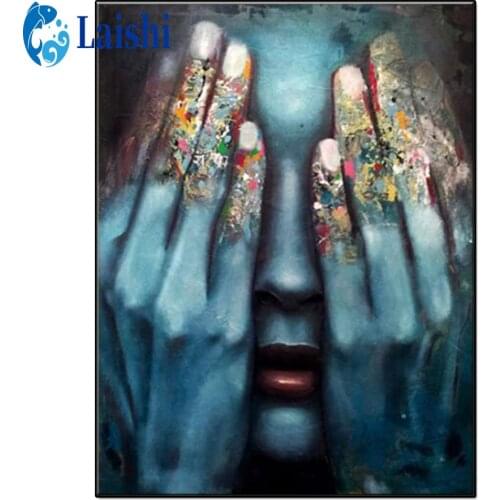 5D DIY Woman hand, cover, face, graffiti art Diamond Painting Full Square drill Home Decoration Embroidery Handcraft Art Kits