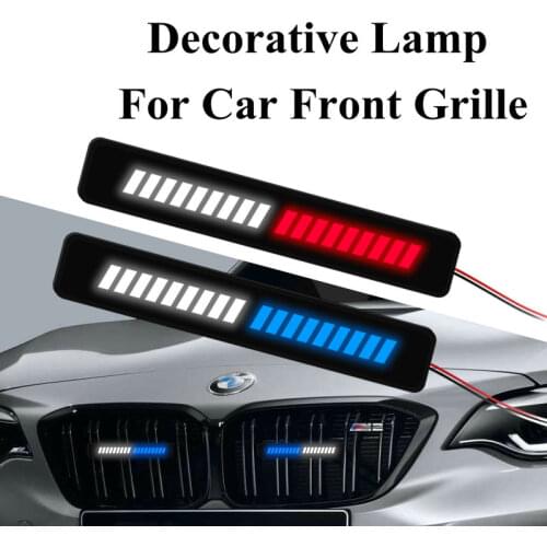 2pc Car Front Grille Decorative Lamp For ABARTH Alfa Romeo Audi Bmw Chevrolet Chrysler Citroen Dacia Daewoo Daihatsu Dodge Fiat