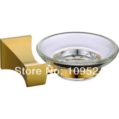 Free shipping gold finish square design soap dish holder