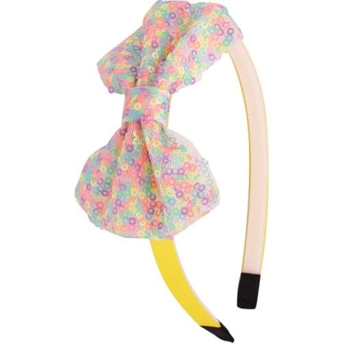 8pcs/lot Girls Bow Headband Children Party Headwear Sequin Rainbow Color 4 Inch Big Bows Design Kid Hair Accessories with Teeth