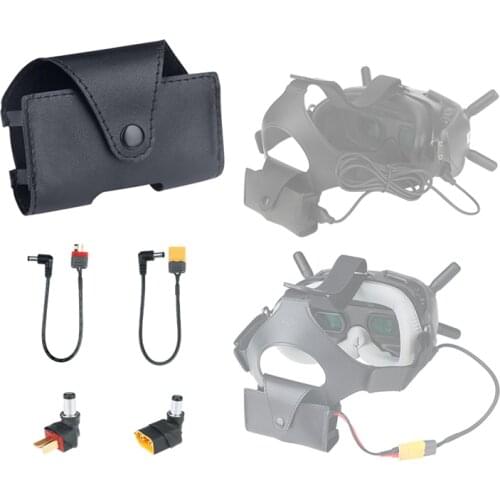 For DJI FPV Goggle V2 Battery Storage Bag on Headband PU Leather T Plug XT60 Head DC Cable Accessories Spare Parts Combo RCSTQ