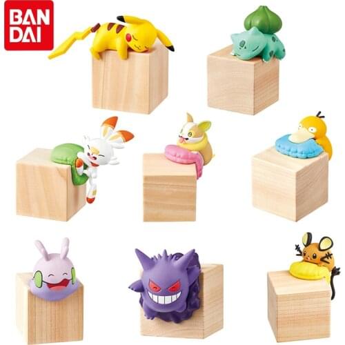 Bandai Genuine Candy Toys Pokemon Anti-collision Table Corner Collection Doll Piakchu Gengar Scorbunny Action Figure Model Toys