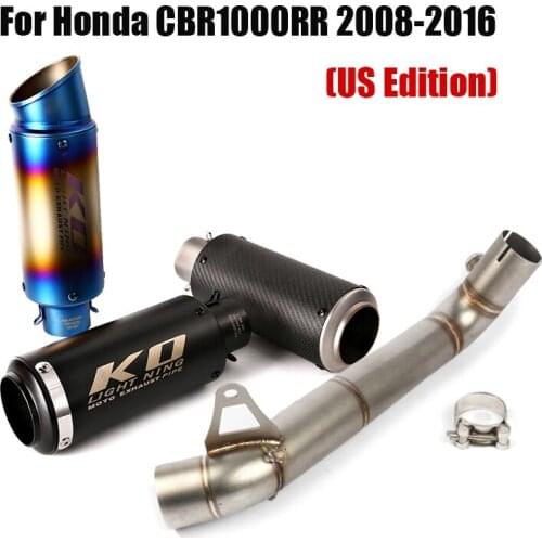 For Honda CBR1000R 2008-2016 US Edition Exhaust Middle Link Pipe Escape Connect Tube 61mm Vent Pipe Muffler Slip On Motorcycle