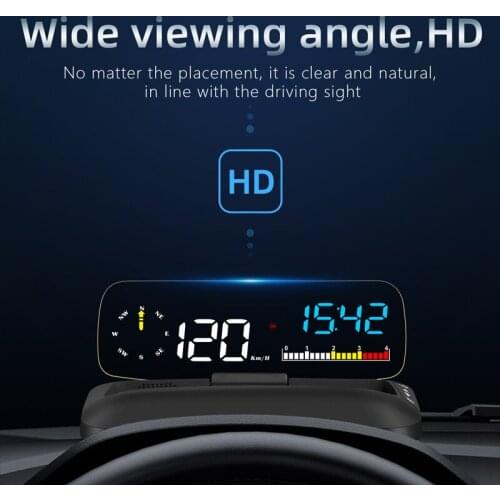 BigBigRoad Navigation HUD Head Up Display OBD2 GPS Dual System Windshield Speed Projector Security Alarm Water Temp Overspeed