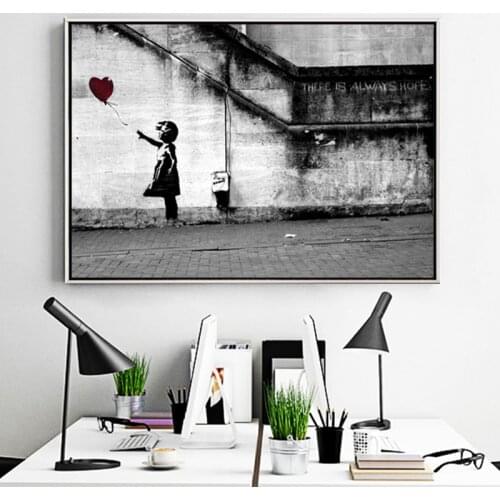 Banksy Graffiti Canvas Painting Child And Heart Posters Prints Quadros Wall Street Art Picture Living Room Home Decor Cuadros