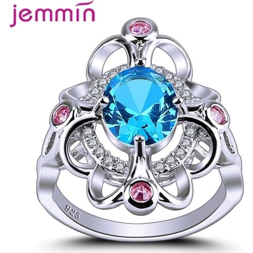 Creative Geometric Oval Luxury Cubic Zirconia 925 Sterling Silver Rings For Women Party Birthday Exquisite Jewelry Gifts