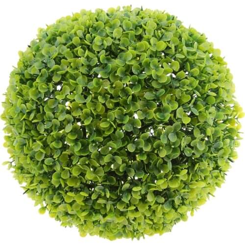 Round Topiary Effect Bush Ball Garden Decor, Large, Natural Green/ Purple