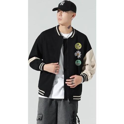 Brand bomber Jacket Men Baseball Coats Fashion Casual Loose Unisex Japanese College Streetwear Harajuku Patchwork Block Bomber