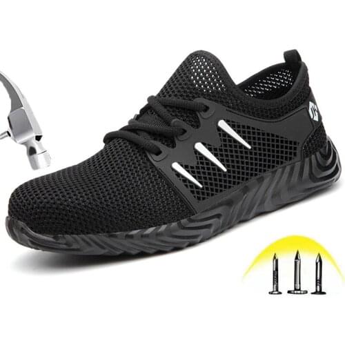 Mens Lightweight Safety Shoes EV Steel toe Mesh Breathable Work Safety Shoes Soft jelly outsole Insulation Protective Shoes