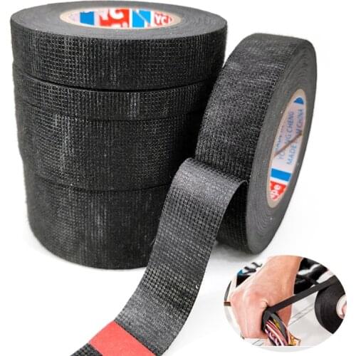 Black Color 1 Roll Width 9/15/19/25/32MM Length 15M Wiring Harness Tape Strong Adhesive Cloth Fabric Tape For Looms Cars