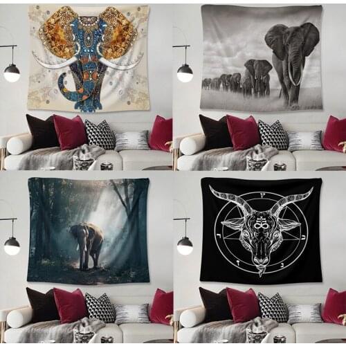 Hot Selling Holy Elephant Tapestry Art Peacock Hanging Cloth Popular Beach Towel Cloth Noble Textile Gift Background Painting