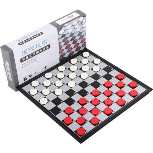 Magnetic International Draughts Set Chess Checkers Portable Folding Plastic 40Pcs/set Board 25x25cm Funny Educational Games