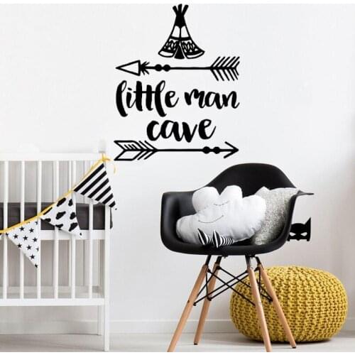 Little Man Cave Baby Nursery Wall Stickers Nontoxic PVC Woodland Style Kids Bedroom Arrow Mural Home Decor Vinilos Paredes LC249