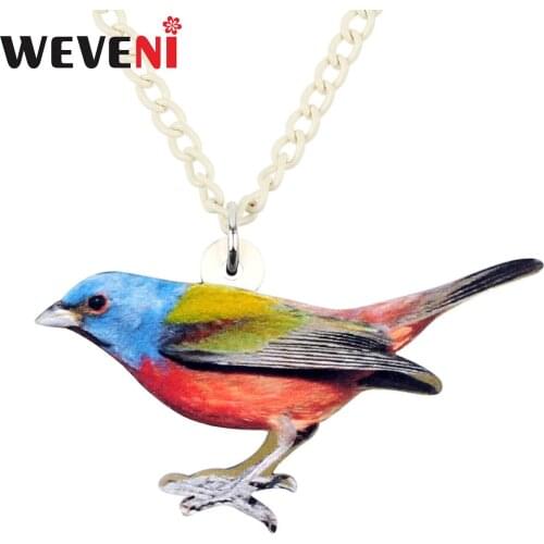 WEVENI Statement Acrylic Floral Bird Necklace Pendant Sweater Chain Choker Animal Jewelry For Women Girl Gift Souvenir Wholesale