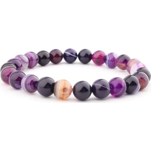 Fashion Natural Stone 8mm Purple Prayer Beads Bracelet For Women Girls Elastic Rope Bracelets Elegant Jewelry Gifts