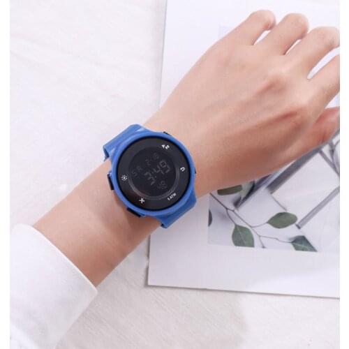 Fashion Waterproof LED Digital Watch With PU Leather Strap Round Dial Wrist Watch for Casual Daily Kids Boys Girls TT@88