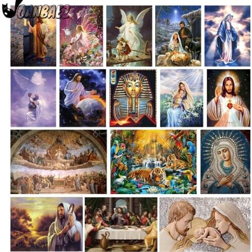 Religious Diamond Painted Numbers Godfather Mosaic Kit Character Cross Stitch Embroidery 5D Diy Hand-Inlaid Wall Decor Design