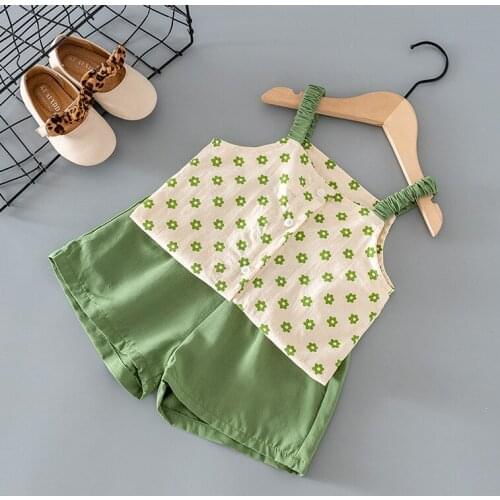 2021 new Summer baby girl clothes kids sets sling top short suit for girls baby clothing baby birthday outfit thin cool sets