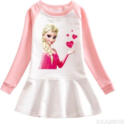 Frozens New Spring And Autumn Childrens Sweaters Girls' Dresses Cotton Pleated Skirts With Foreign Colors